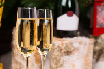 Glasses of Champagne on Elegant Flute Glasses