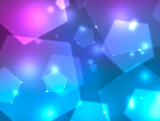 Background with blue and purple pentagons. 4k resolution.