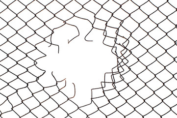 center hole in the mesh wire fence