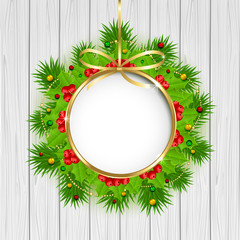 Christmas decoration on wooden background