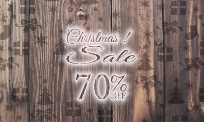 wooden Christmas discount 70 percent off symbol with presents