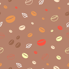 Fototapeta na wymiar Seamless vintage coffee pattern with coffee grains and leaves.