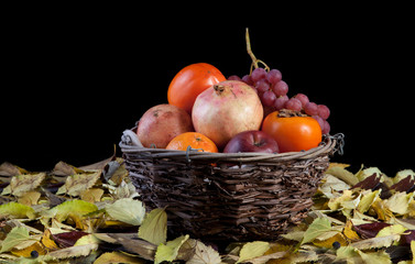 Basket full of autumn fruits