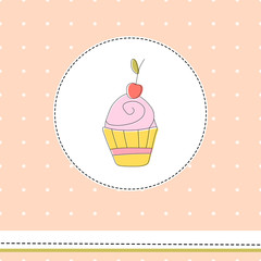 Vector doodle cupcake illustration. Perfect for cards.