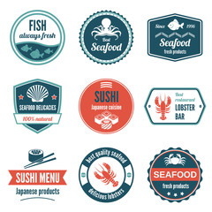 Seafood label set