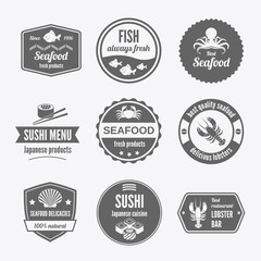 Seafood label set black