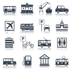 City infrastructure icons black
