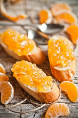 pieces of baguette with orange marmalade
