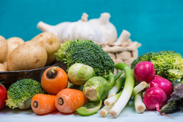 market fresh vegetables on table