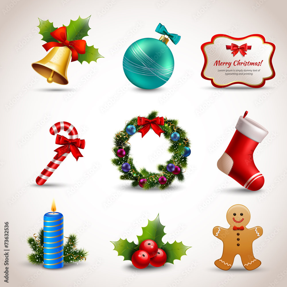 Sticker Christmas icons set