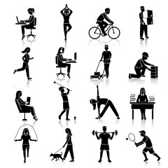 Physical activity icons black