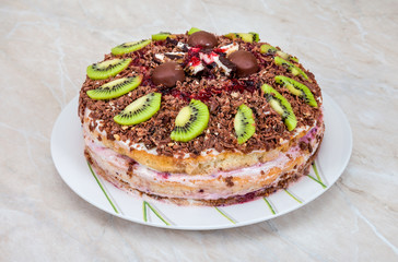 Homemade cake with fruits