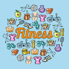 Fototapeta premium Fitness sketch illustration