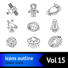 Space Icons Outline Set