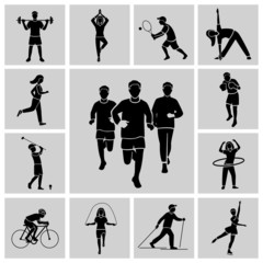 Sport icon set black