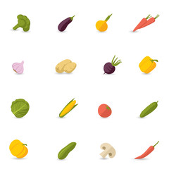 Vegetables Icons Flat Set