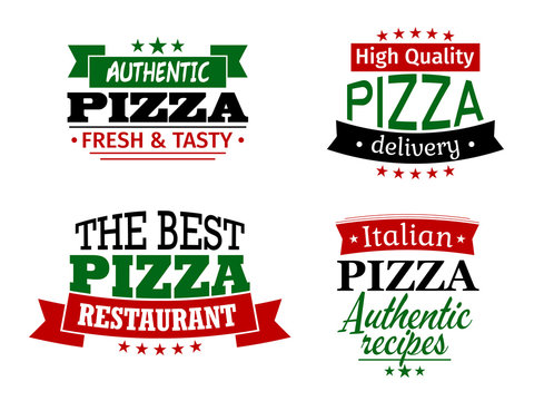 Pizza labels and banners set