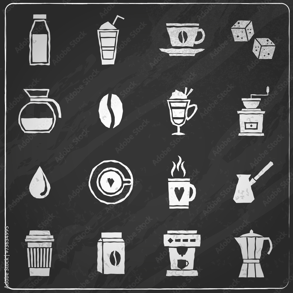 Wall mural coffee icons chalkboard