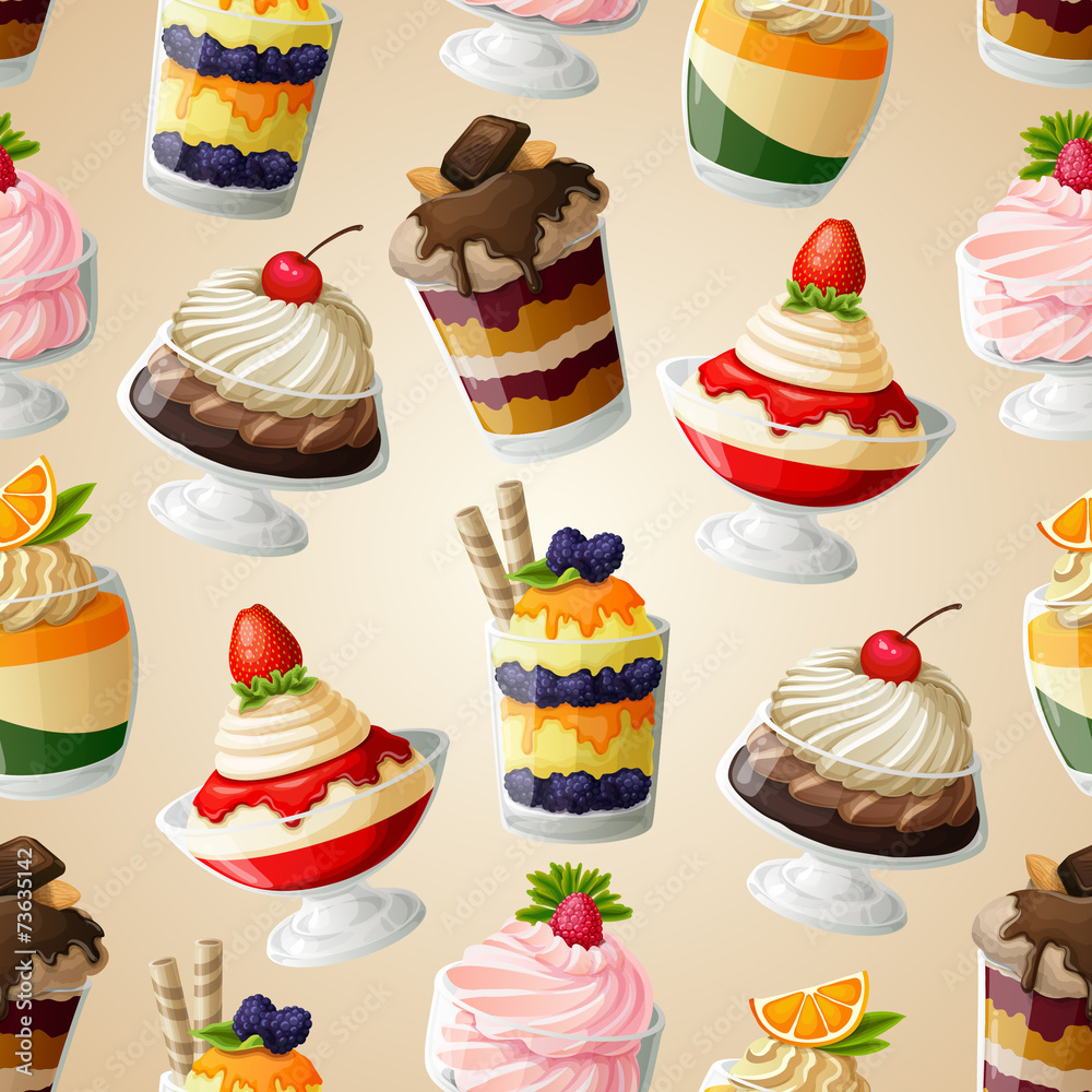 Poster sweets dessert seamless pattern