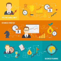 Business strategy planning banner set