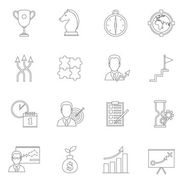 Business strategy planning icon outline