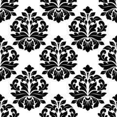 Black and white floral damask pattern