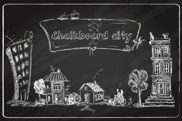 Chalkboard city doodle