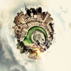 Circular view of an ancient London castle