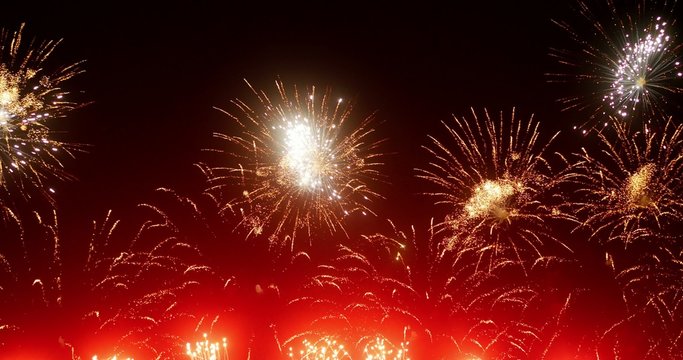 4K - Beautiful colorful firework