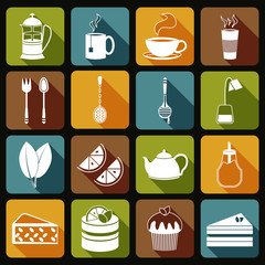 Tea Icons Set Flat