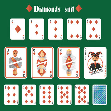 Playing cards diamonds set