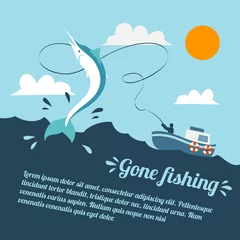 Foto auf Acrylglas Angeln Fischerboot-Poster