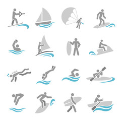 Water sports icons set