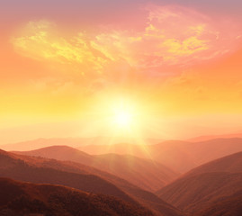 sunrise in the mountains