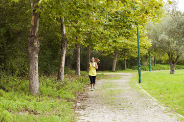 Woman running at the park