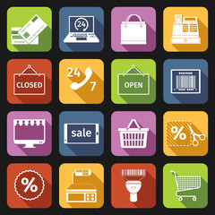 E-commerce icons set flat