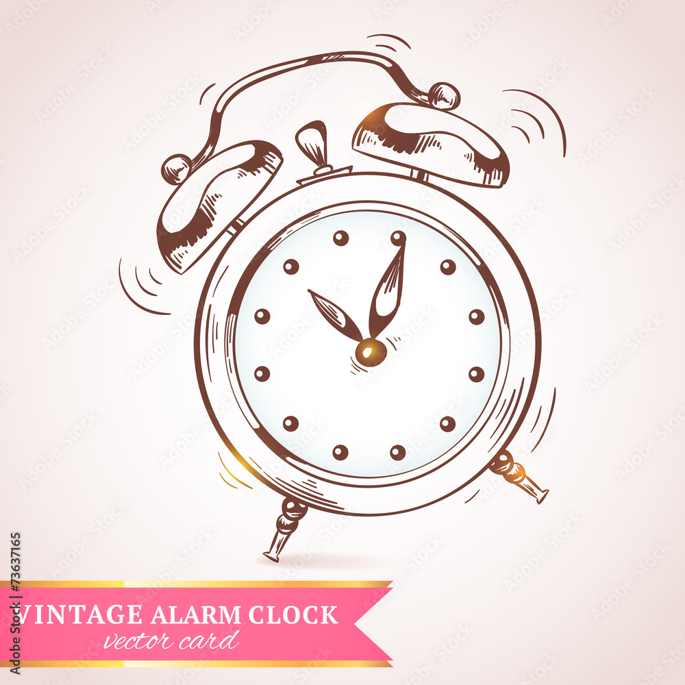 Poster old retro alarm clock card