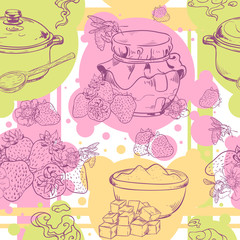 Strawberry jam seamless pattern