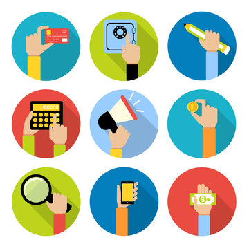 Business hands icons
