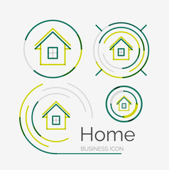 Thin line neat design logo set, home idea
