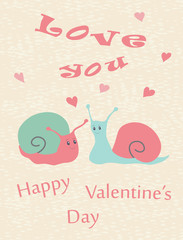 Happy Valentine's Day card with snail