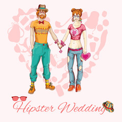 Fototapeta na wymiar Hipster wedding card