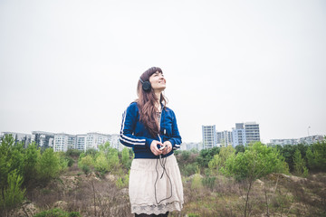 beautiful woman in a desolate landscape