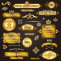 Vintage design elements golden