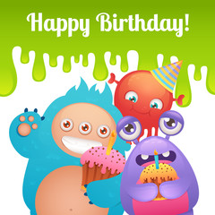 Fototapeta premium Birthday monsters card
