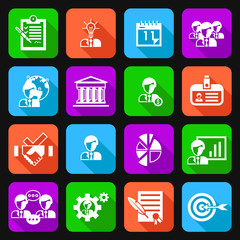 Business management icons flat