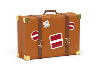 Suitcase with flag of latvia