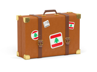 Suitcase with flag of lebanon