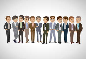Group Of Business Men - Isolated On Gray Background