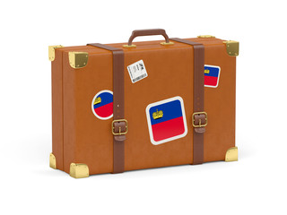 Suitcase with flag of liechtenstein
